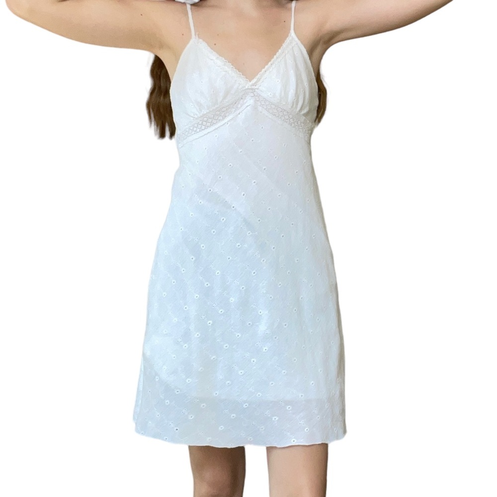 Vintage Y2K Papaya White Paisley Western Coastal Cowgirl Angelcore Mini Dress - Picture 1 of 11